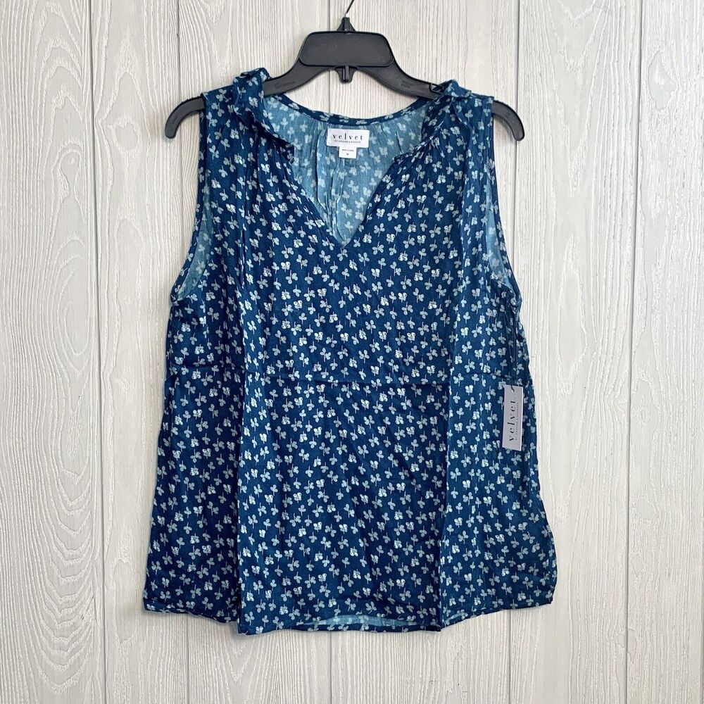 Velvet By Graham & Spenser Catrina Blue Spruce Sleeveless Top XL NWT